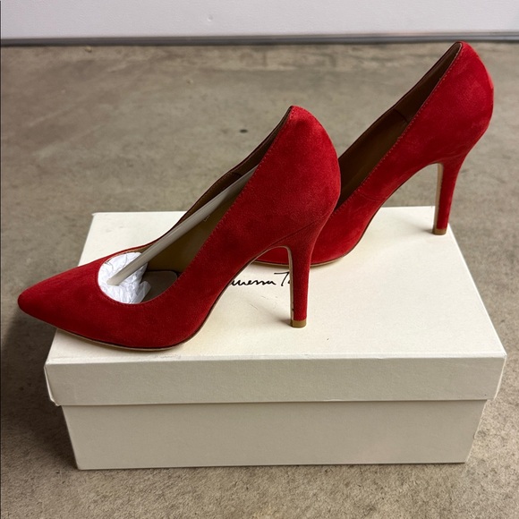 Brand new Anthropologie - Vanessa Tao - Red Suede Women's Heels - Picture 6 of 11
